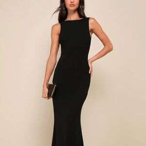 Love In Your Eyes Black Knotted Mermaid Maxi Dress
